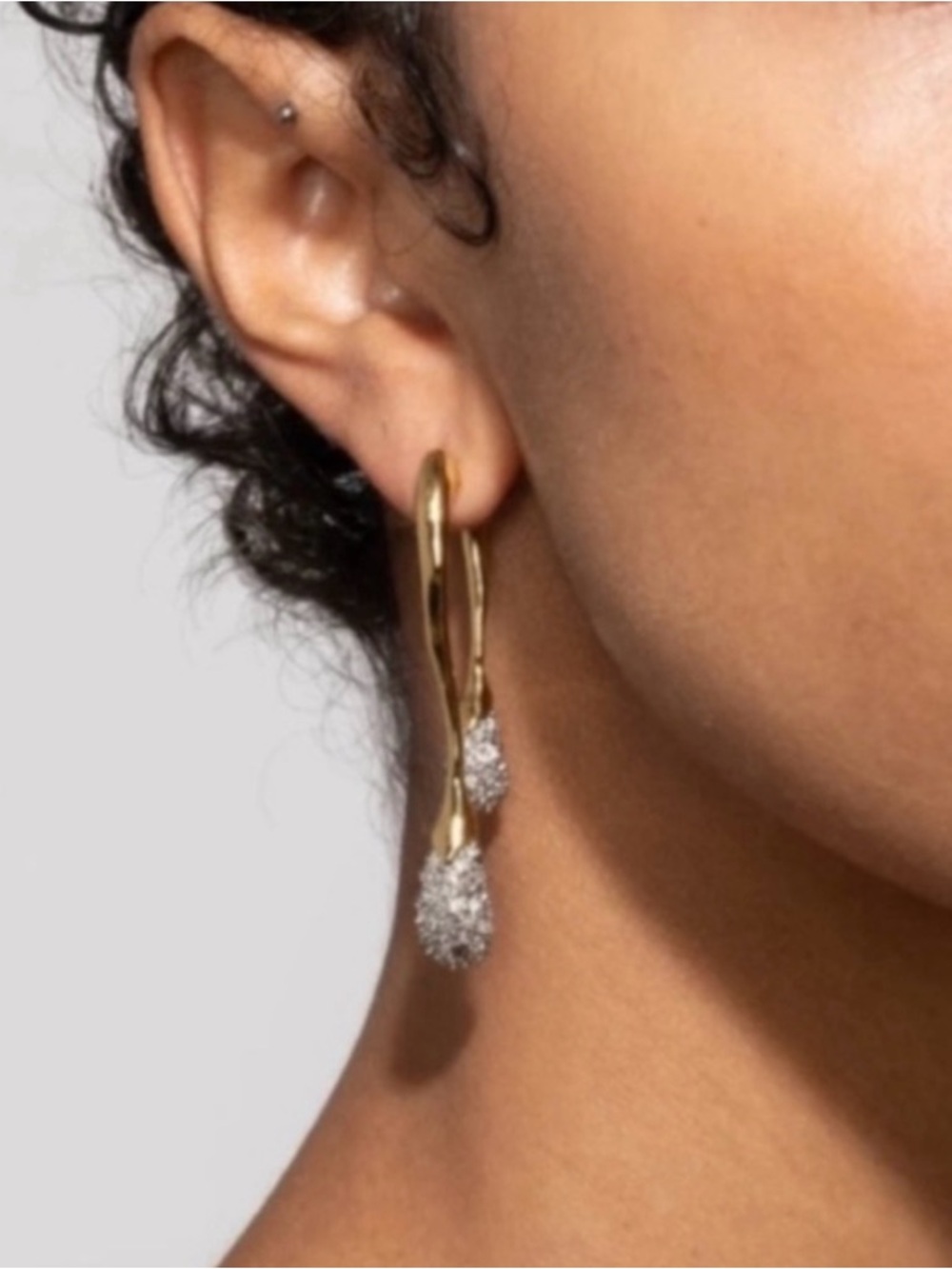 NEW Alexis Bittar Solanales Earrings Front Back Double Drop Gold Clear JL26